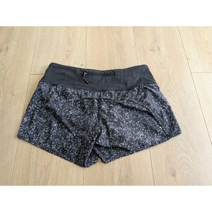 LULULEMON Run Times Short 4" WOMENS SZ 4 Mini Splatter White Black MEDIUM RISE